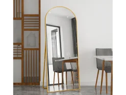 Espelho de corpo inteiro com moldura fina dourada, 180 x 80 cm, espelho grande de chão, para quarto, closet e parede.
