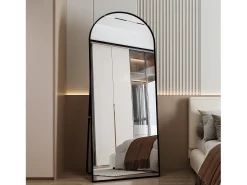 Espelho de corpo inteiro com moldura fina preta, 180 x 80 cm, espelho grande de chão, para quarto, closet e parede.