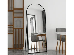 Espelho de corpo inteiro com moldura fina preta, 180 x 80 cm, espelho grande de chão, para quarto, closet e parede.