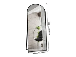 Espelho de corpo inteiro com moldura fina preta, 180 x 80 cm, espelho grande de chão, para quarto, closet e parede.