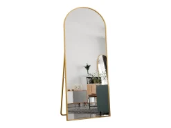Espelho de corpo inteiro arqueado, 180 x 80 cm, corpo inteiro, fixado na parede, espelho de chão, para sala de estar, dourado