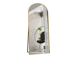 Espelho de corpo inteiro arqueado, 180 x 80 cm, corpo inteiro, fixado na parede, espelho de chão, para sala de estar, dourado