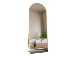 Espelho de corpo inteiro arqueado, 162 x 53 cm, corpo inteiro, fixado na parede, espelho de chão, para sala de estar, dourado