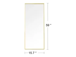 Espelho de corpo inteiro 150cm x 40cm, de mesa ou para parede, com moldura em alumínio dourado.