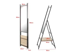 Espelho de corpo inteiro com prateleira cor camurça 150 x 44 x 60 cm efeito carvalho preto 03_0007966