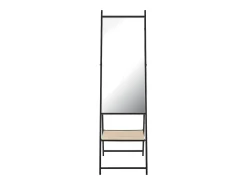 Espelho de corpo inteiro com prateleira cor camurça 150 x 44 x 60 cm efeito carvalho preto 03_0007966