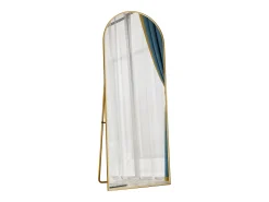 Espelho de corpo inteiro arqueado - 53 x 162 cm Espelho de pé arqueado grande de corpo inteiro - Espelho de penteadeira para sala de estar, dourado