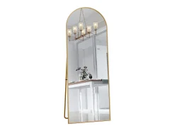 Espelho de corpo inteiro arqueado - 53 x 162 cm Espelho de pé arqueado grande de corpo inteiro - Espelho de penteadeira para sala de estar, dourado