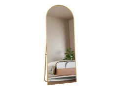 Espelho de corpo inteiro arqueado - 53 x 162 cm Espelho de pé arqueado grande de corpo inteiro - Espelho de penteadeira para sala de estar, dourado