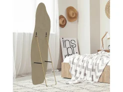 Espelho de corpo inteiro, espelho de chão com padrão de ondas irregulares, com suporte ondulado, 45 x 140 cm, dourado