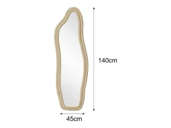 Espelho de corpo inteiro, espelho de chão com padrão de ondas irregulares, com suporte ondulado, 45 x 140 cm, dourado