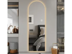 Espelho de mesa ou de parede com LED, 165x50 cm, com brilho ajustável - Vidro prateado