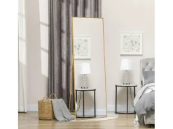 Espelho de pé retangular 164×54 cm com moldura dourada – Design minimalista e moderno