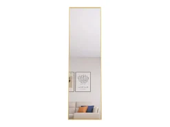 Espelho de pé retangular com moldura em metal HD Espelho de pé grande para sala, quarto e closet Espelho dourado 140x40cm