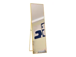 Espelho de pé retangular com moldura em metal HD Espelho de pé grande para sala, quarto e closet Espelho dourado 140x40cm