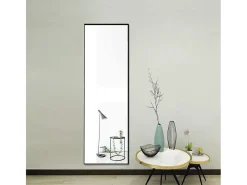 Espelho de pé retangular com moldura em metal HD Espelho de pé grande para sala de estar, quarto e closet Espelho preto 150x40cm