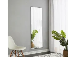 Espelho de pé retangular com moldura em metal HD Espelho de pé grande para sala de estar, quarto e closet Espelho preto 150x40cm
