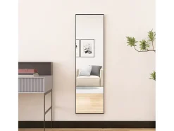 Espelho de pé retangular com moldura em metal HD Espelho de pé grande para sala de estar, quarto e closet Espelho preto 140x40cm