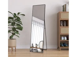 Espelho de pé retangular com moldura em metal HD Espelho de pé grande para sala de estar, quarto e closet Espelho preto 140x40cm