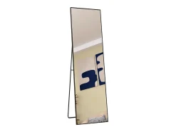 Espelho de pé retangular com moldura em metal HD Espelho de pé grande para sala de estar, quarto e closet Espelho preto 140x40cm