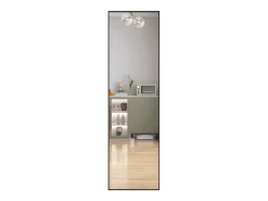 Espelho de pé retangular com moldura em metal HD Espelho de pé grande para sala de estar, quarto e closet Espelho preto 140x40cm