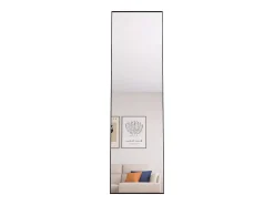 Espelho de pé retangular com moldura em metal HD Espelho de pé grande para sala de estar, quarto e closet Espelho preto 140x40cm