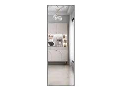 Espelho de pé retangular com moldura em metal HD Espelho de pé grande para sala de estar, quarto e closet Espelho preto 165x60cm