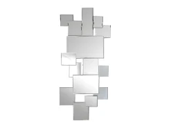 Espelho de parede desconstruído AROL - 120 x 2 x 53 cm - Inox etMDF - Prateado
