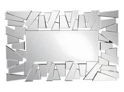 Espelho de parede desestruturado em inox e vidro - C. 120 x A. 76 cm - Prateado - UYUNI