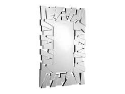 Espelho de parede desestruturado em inox e vidro - C. 120 x A. 76 cm - Prateado - UYUNI