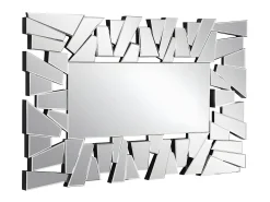 Espelho de parede desestruturado em inox e vidro - C. 120 x A. 76 cm - Prateado - UYUNI