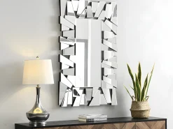 Espelho de parede desestruturado em inox e vidro - C. 120 x A. 76 cm - Prateado - UYUNI