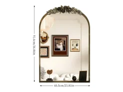 Espelho de parede dourado para decoração de sala de estar - 60,5x5x91,6cm espelho de arco vintage para entrada de lareira de banheiro 91,6x60,5cm