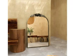 Espelho de parede dourado para decoração de sala de estar - 60,5x5x91,6cm espelho de arco vintage para entrada de lareira de banheiro 91,6x60,5cm