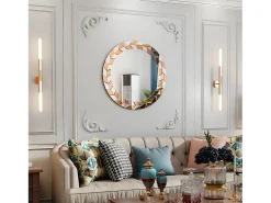 Espelho de parede grande, espelho decorativo de parede, decoração, espelhos de parede decorativos, design para banheiro, quarto, 80x80cm