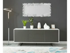 Espelho de parede LOLA 120 x 2 x 57 cm - Inox e MDF - Prateado