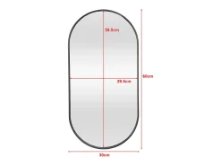 Espelho de parede oval 30 x 60 cm preto fosco 03_0007952