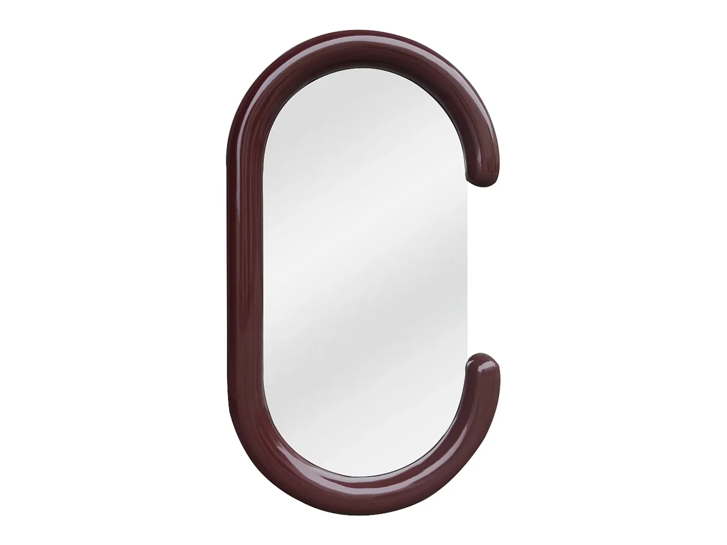 Espelho de parede oval em madeira de paulównia, L. 60 x A. 105 cm, Castanho, YALMA