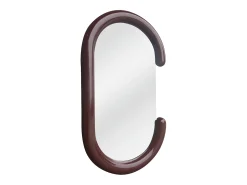 Espelho de parede oval em madeira de paulównia, L. 60 x A. 105 cm, Castanho, YALMA