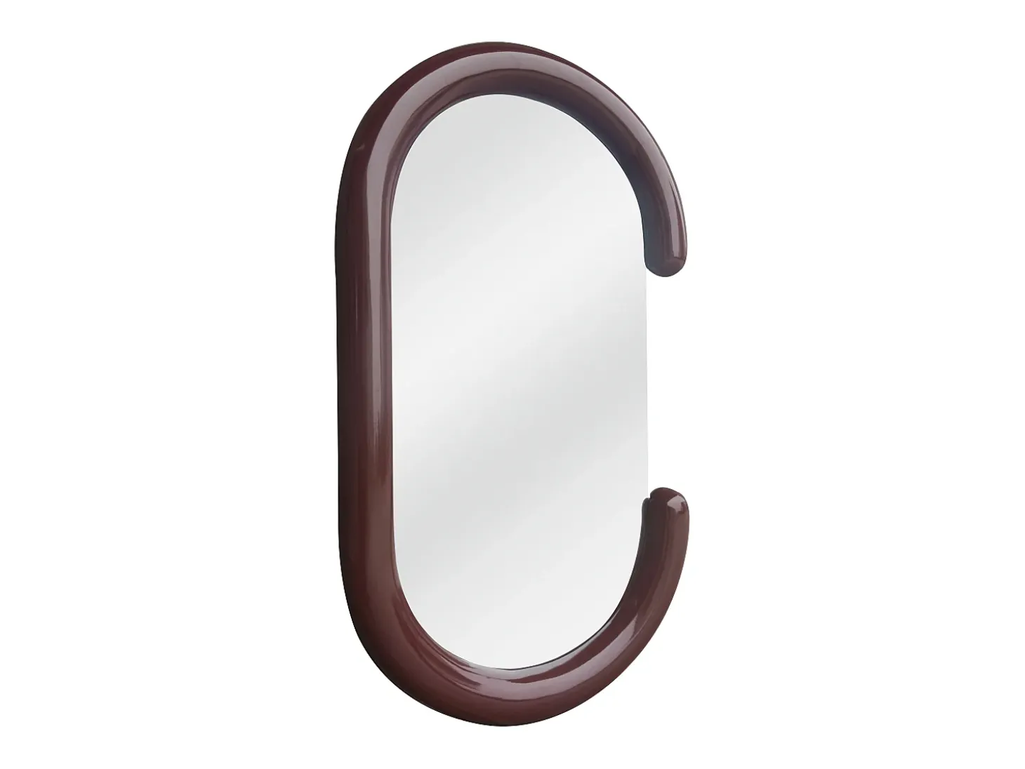 Espelho de parede oval em madeira de paulównia, L. 60 x A. 105 cm, Castanho, YALMA