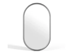 Espelho de parede oval em alumínio, L. 40 x A. 70 cm, Cromado, REFLEYA