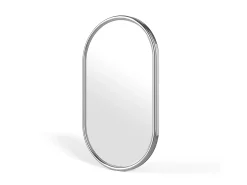 Espelho de parede oval em alumínio, L. 40 x A. 70 cm, Cromado, REFLEYA