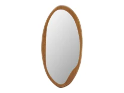Espelho de parede oval, estrutura orgânica em madeira C50 x A100 cm natural - FUJIAN