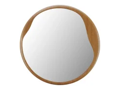Espelho de parede redondo estrutura orgânica em madeira D60 cm natural - FUJIAN