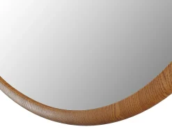 Espelho de parede redondo estrutura orgânica em madeira D60 cm natural - FUJIAN
