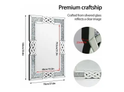 Espelho decorativo grande para sala de estar, espelho retangular decorativo de parede, espelhos de parede de designer 100x70cm