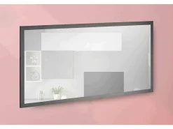 Espelho Dmara, Espelho de banheiro, 100% Fabricado na Itália, 120x2h60 cm, Antracite brilhante