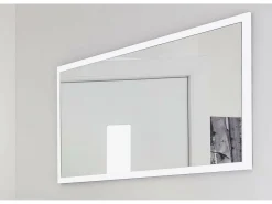 Espelho Dmara, Espelho de banheiro, 100% Fabricado na Itália, 120x2h60 cm, Branco brilhante