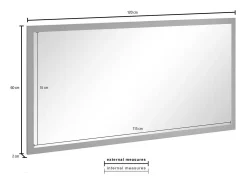 Espelho Dmara, Espelho de banheiro, 100% Fabricado na Itália, 120x2h60 cm, Branco brilhante