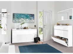 Espelho Dmara, Espelho de banheiro, 100% Fabricado na Itália, 120x2h60 cm, Branco brilhante